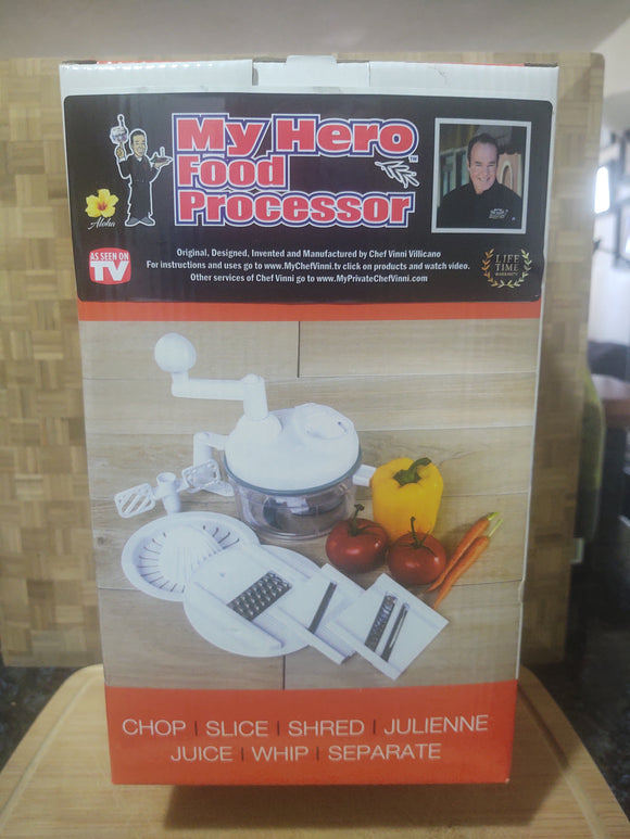 BIG DEAL!  Here only, get Chef Vinni's MY HERO FOOD PROCESSOR $100 VALUE FOR ONLY $69.99 WITH DISCOUNT CODE AT CHECKOUT!!!  WATCH THE VIDEO!!!